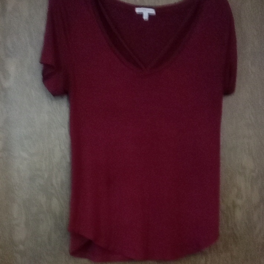Charlotte Russe Deep Red V-Neck Short Sleeve Top